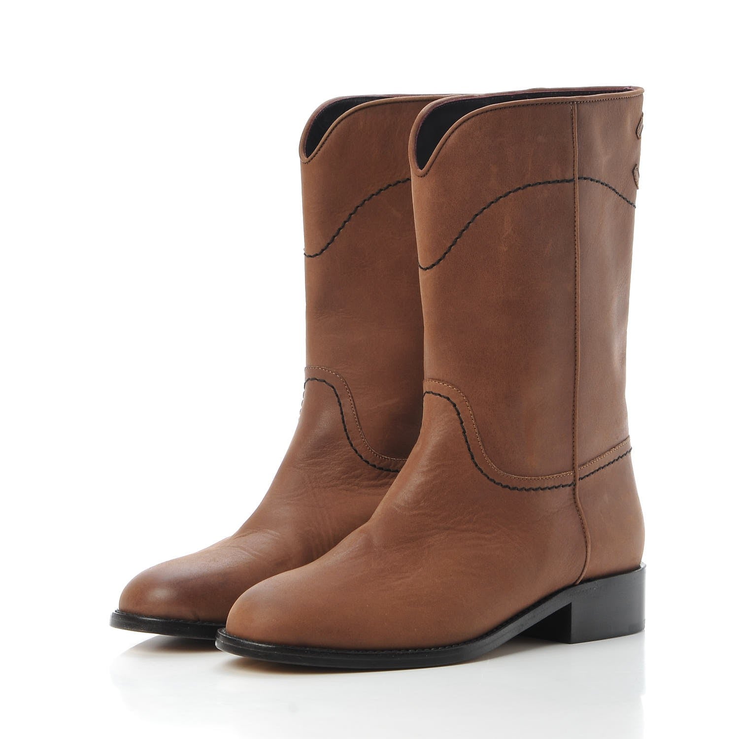 Chanel Nubuck CC Short Boots 37 Light Brown 3 of 8