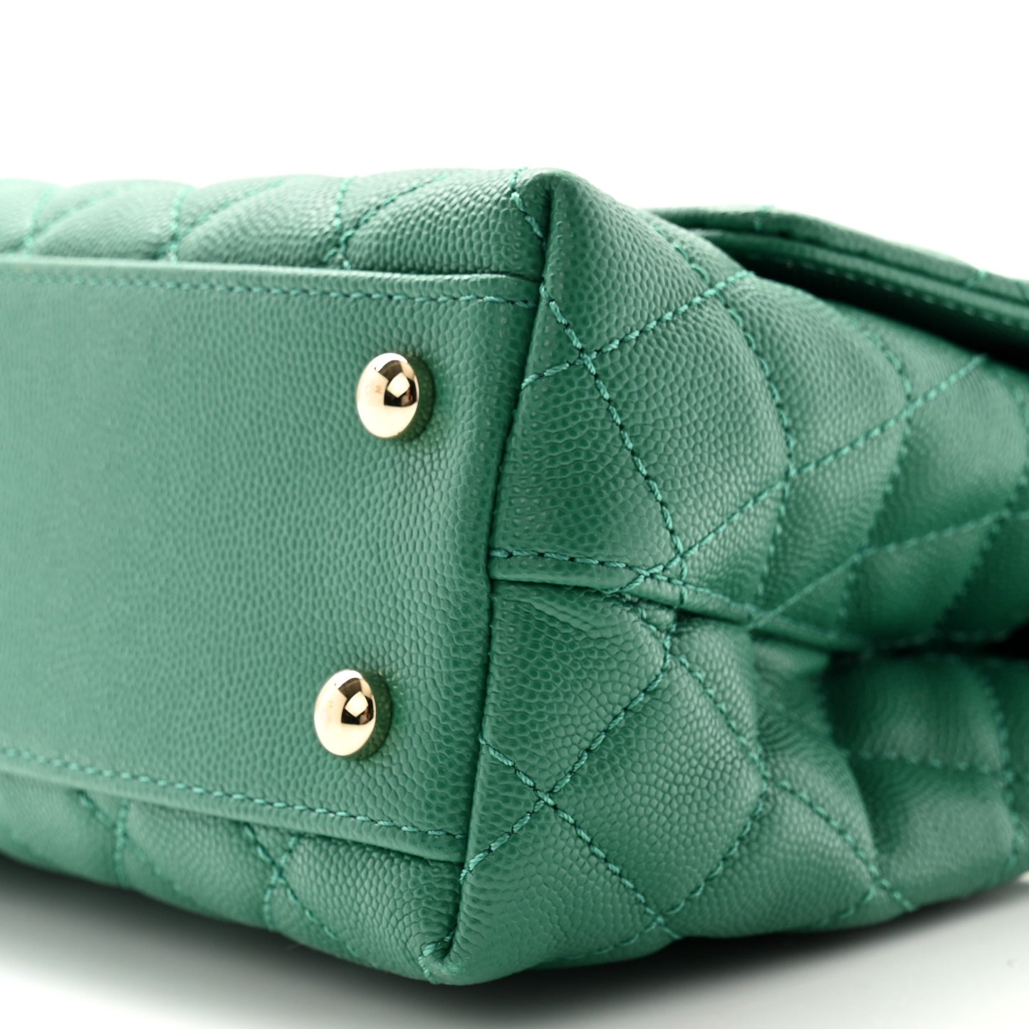 Caviar Quilted Mini Coco Handle Flap Green