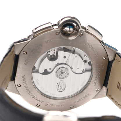 Cartier 18K White Gold Alligator 42mm Ballon Bleu De Cartier Chronograph Automatic Watch 7 of 8