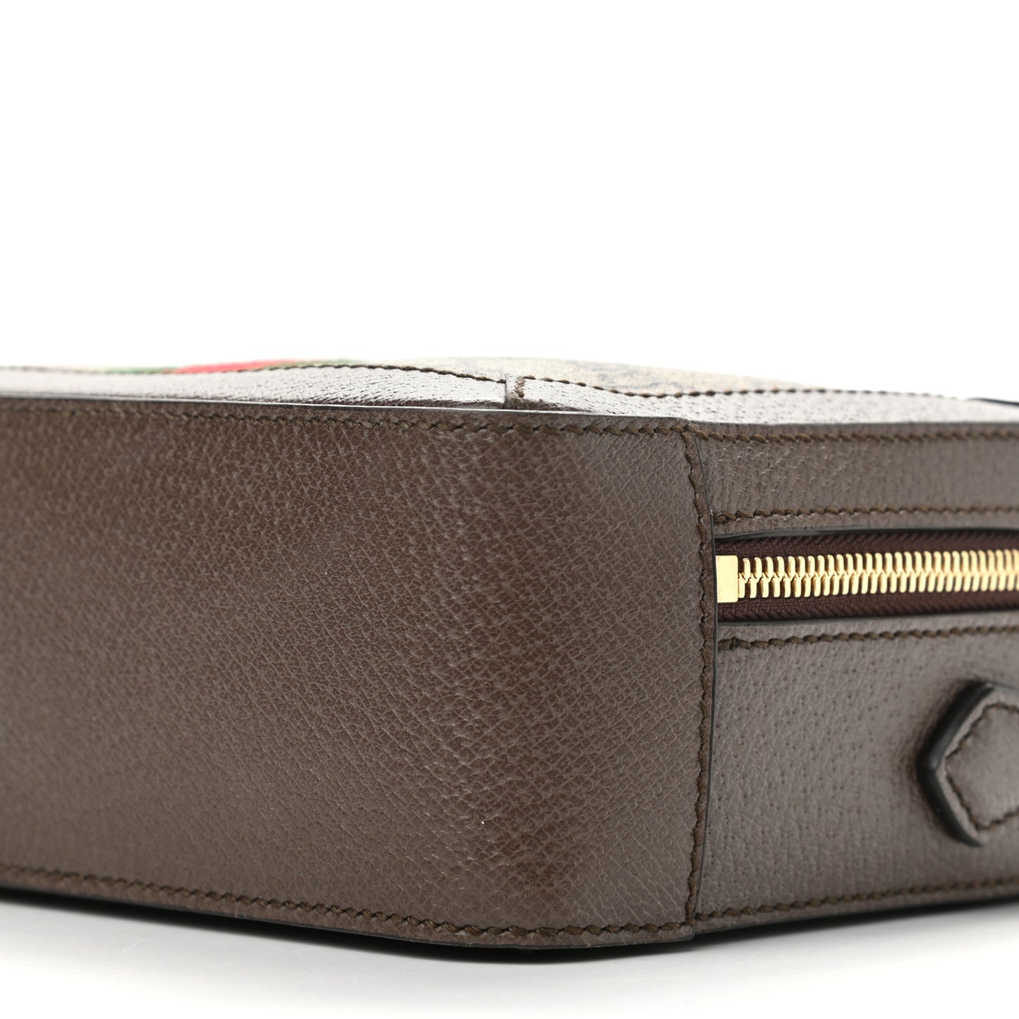GG Supreme Monogram Mini Ophidia Top Handle Shoulder Bag Brown