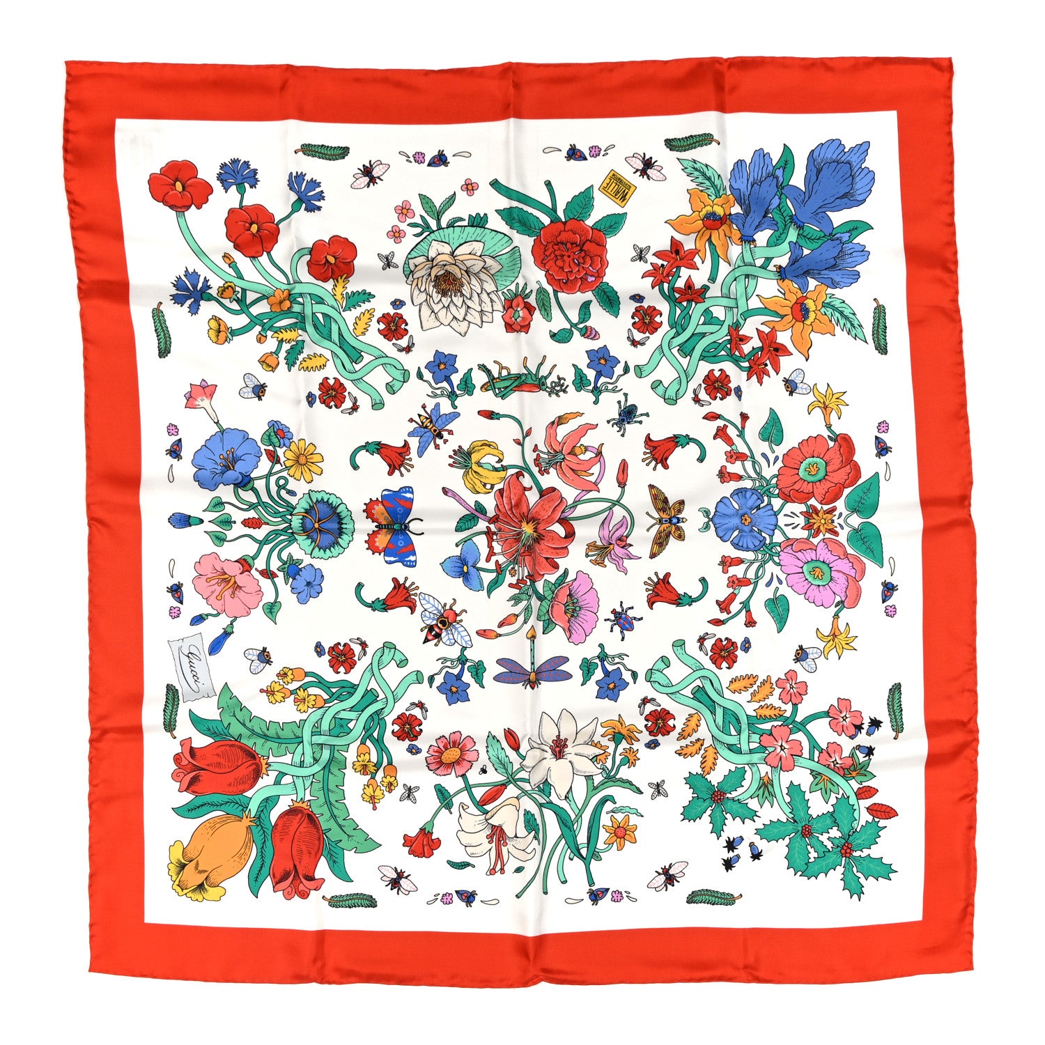 Gucci Silk Twill Flora Square Scarf Red 1 of 3
