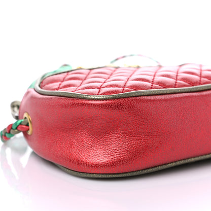 Gucci Laminated Nappa Trapuntata Mini Zumi Dome Shoulder Bag Rosso Jasmine Green Rame 8 of 12