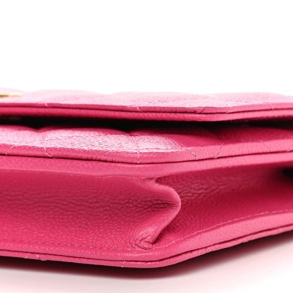 Chanel Shiny Caviar Quilted Chain Melody Wallet On Chain WOC Dark Pink 9 of 9