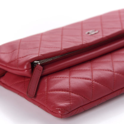 Chanel Lambskin Quilted CC Beauty Clutch Red 6 of 10