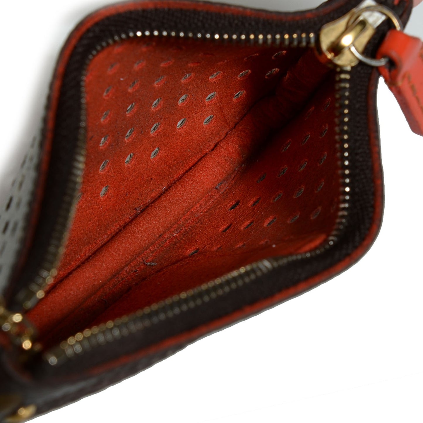 Monogram Perforated Key Pouch Orange