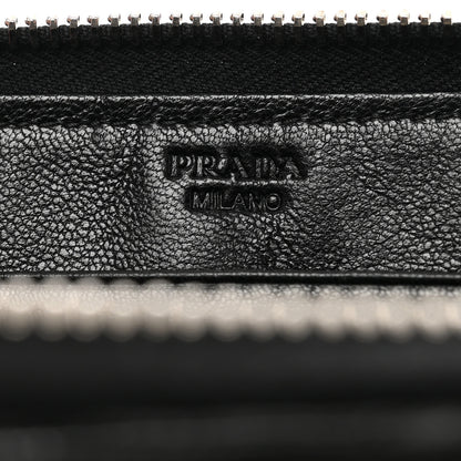 Prada Saffiano Vernice Crystal Studded Zip Around Wallet Black 5 of 7