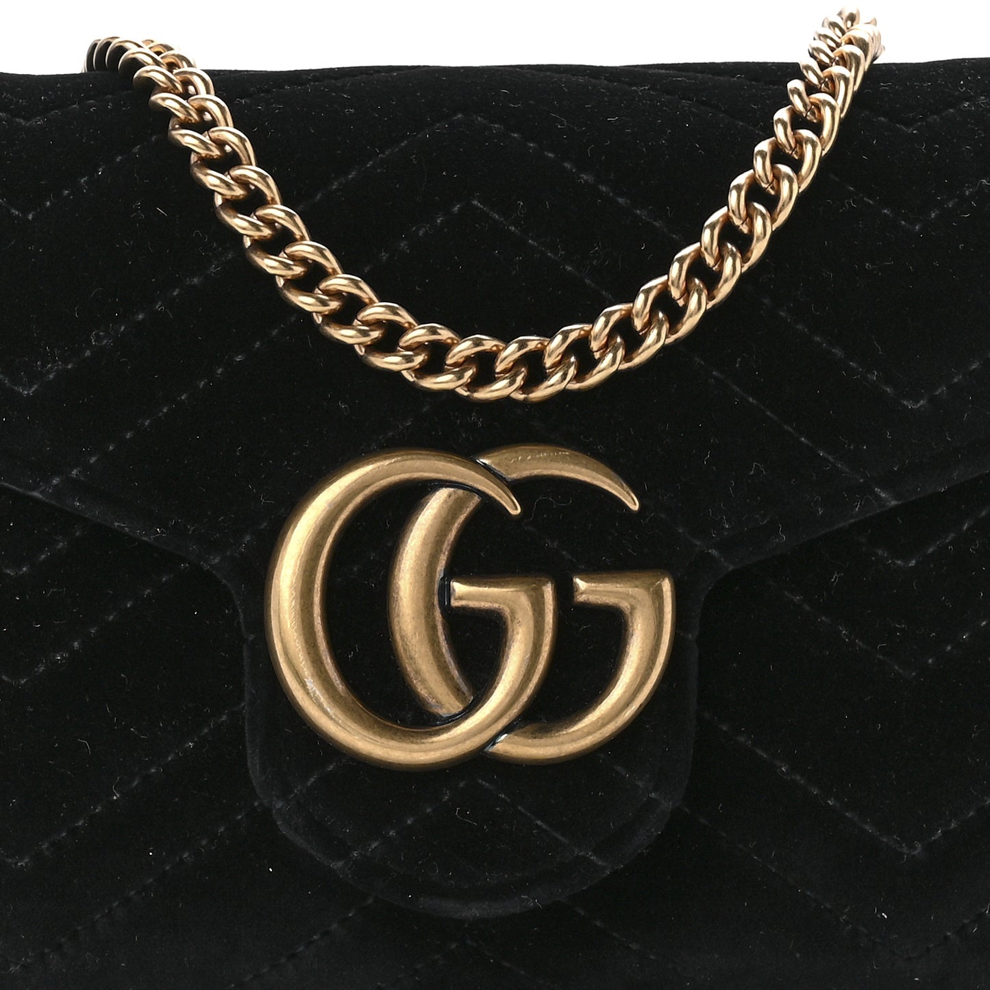 Velvet Matelasse GG Marmont Chain Wallet Black