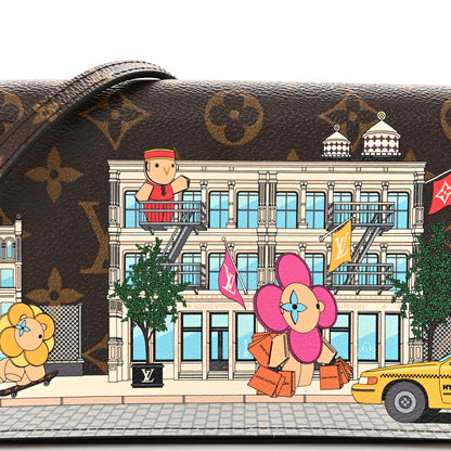 Louis Vuitton Monogram 2022 Christmas Animation New York Soho Pochette Felicie Chain Wallet Yellow 8 of 10