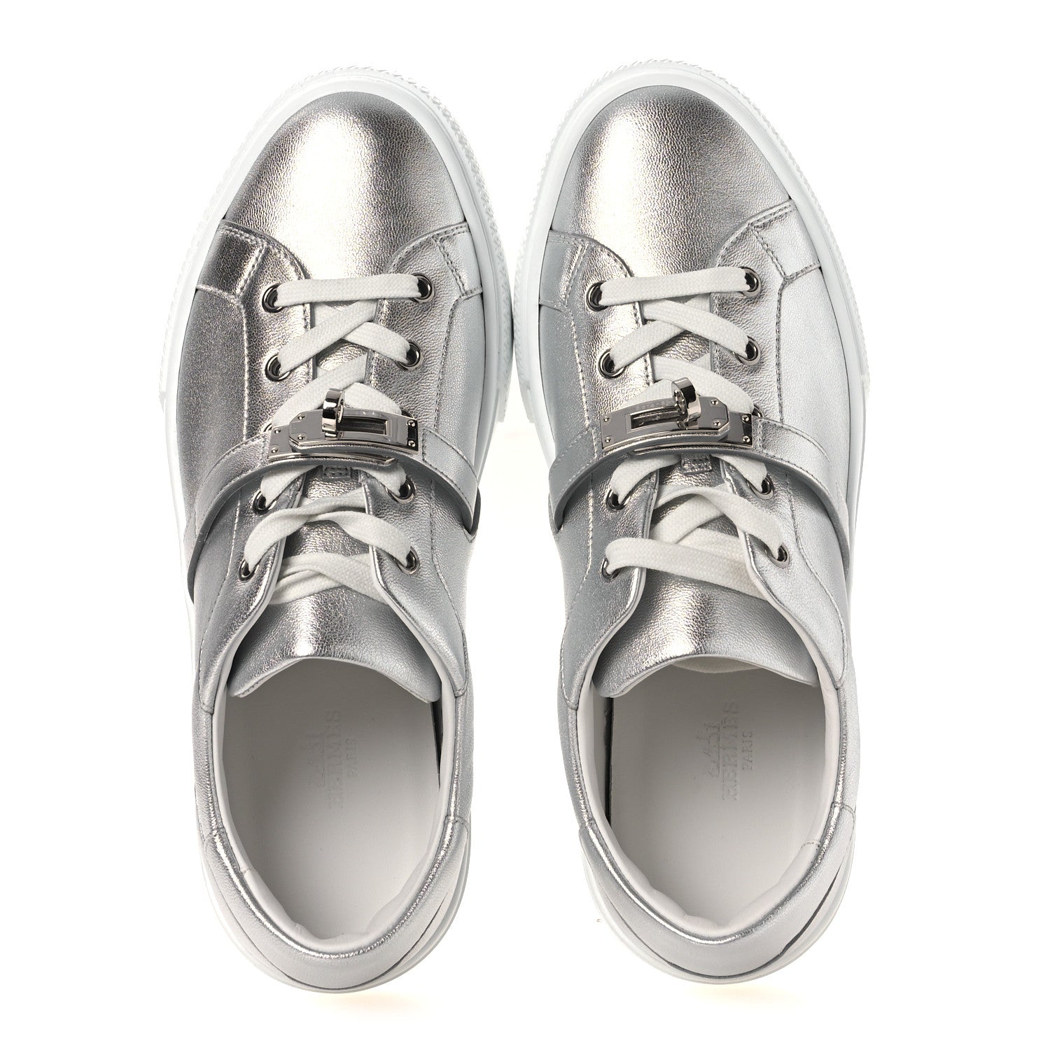 Hermes Calfskin Day Sneakers 39.5 Gris Argente 2 of 13