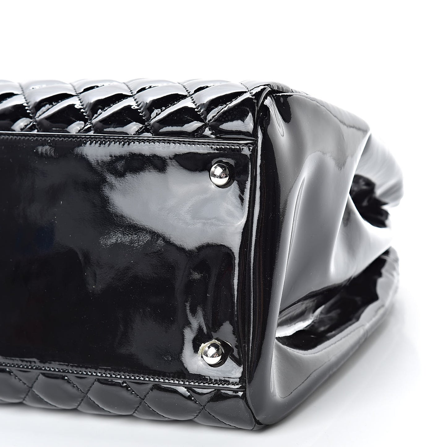 Patent Quilted Large Just Mademoiselle Bowling Bag Black