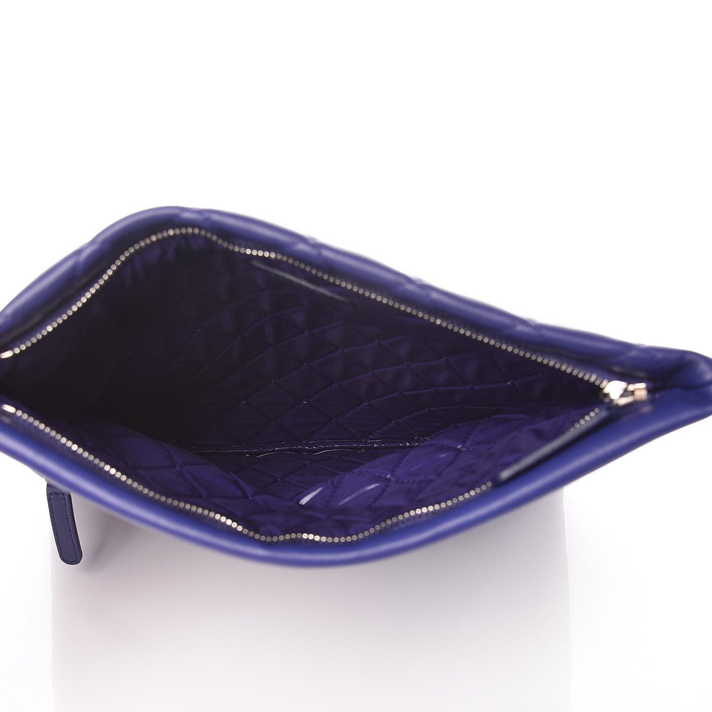 Lambskin Quilted CC Beauty Clutch Blue