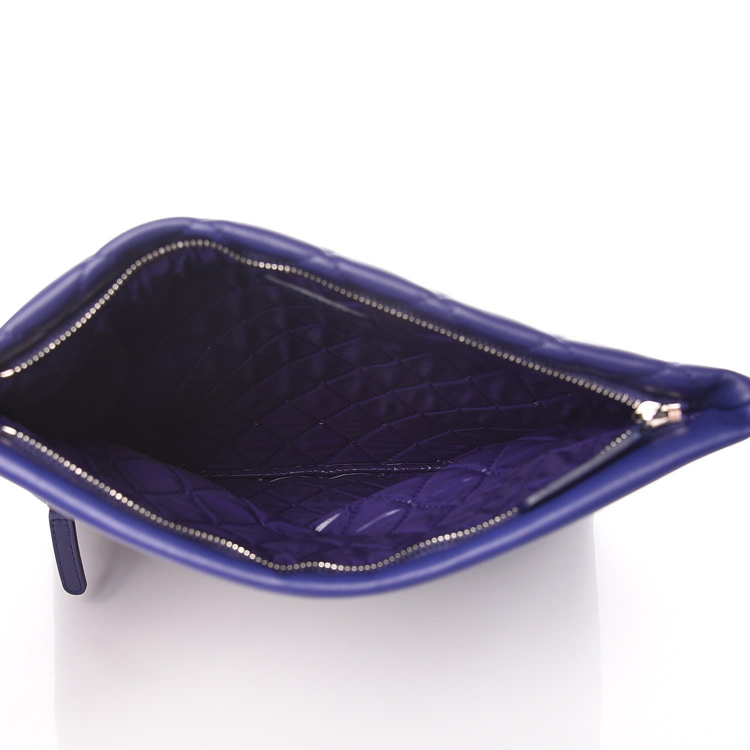 Chanel Lambskin Quilted CC Beauty Clutch Blue 6 of 13
