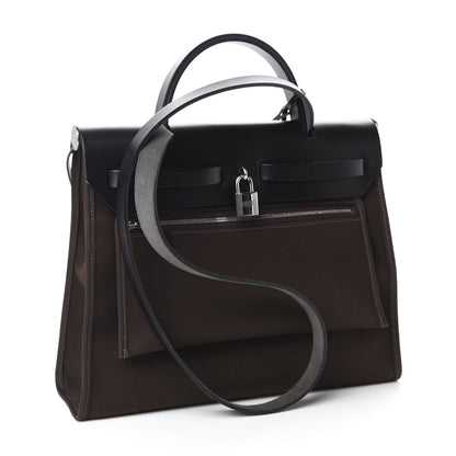 Hermes Toile Officer Vache Hunter Herbag Zip 31 PM Ebene Black 3 of 11