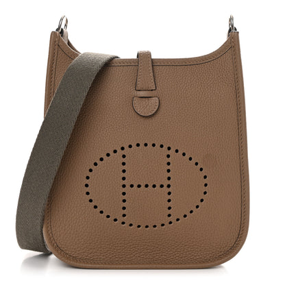Hermes Taurillon Clemence Amazone Evelyne TPM Beige De Weimar Gris Etain 1 of 14