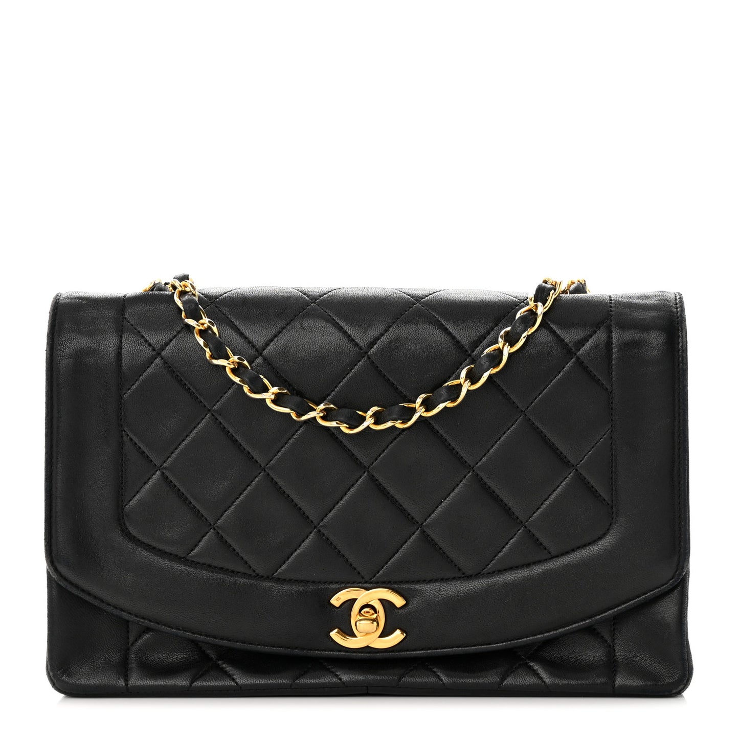 Lambskin Quilted Medium Single Flap Black