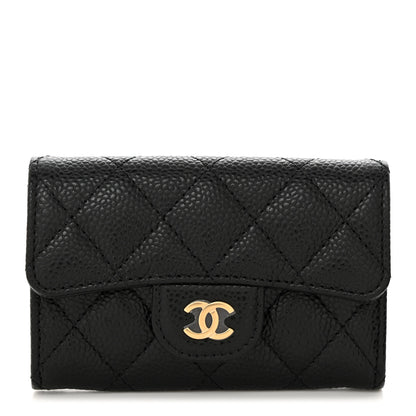 Chanel Caviar Quilted Flap Card Holder Wallet Black 1 of 9