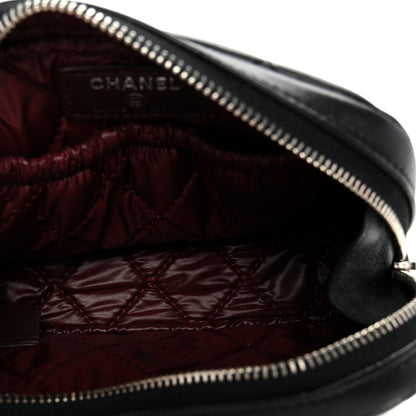 Chanel Lambskin Quilted Small Curvy Pouch Cosmetic Case Black 5 of 10