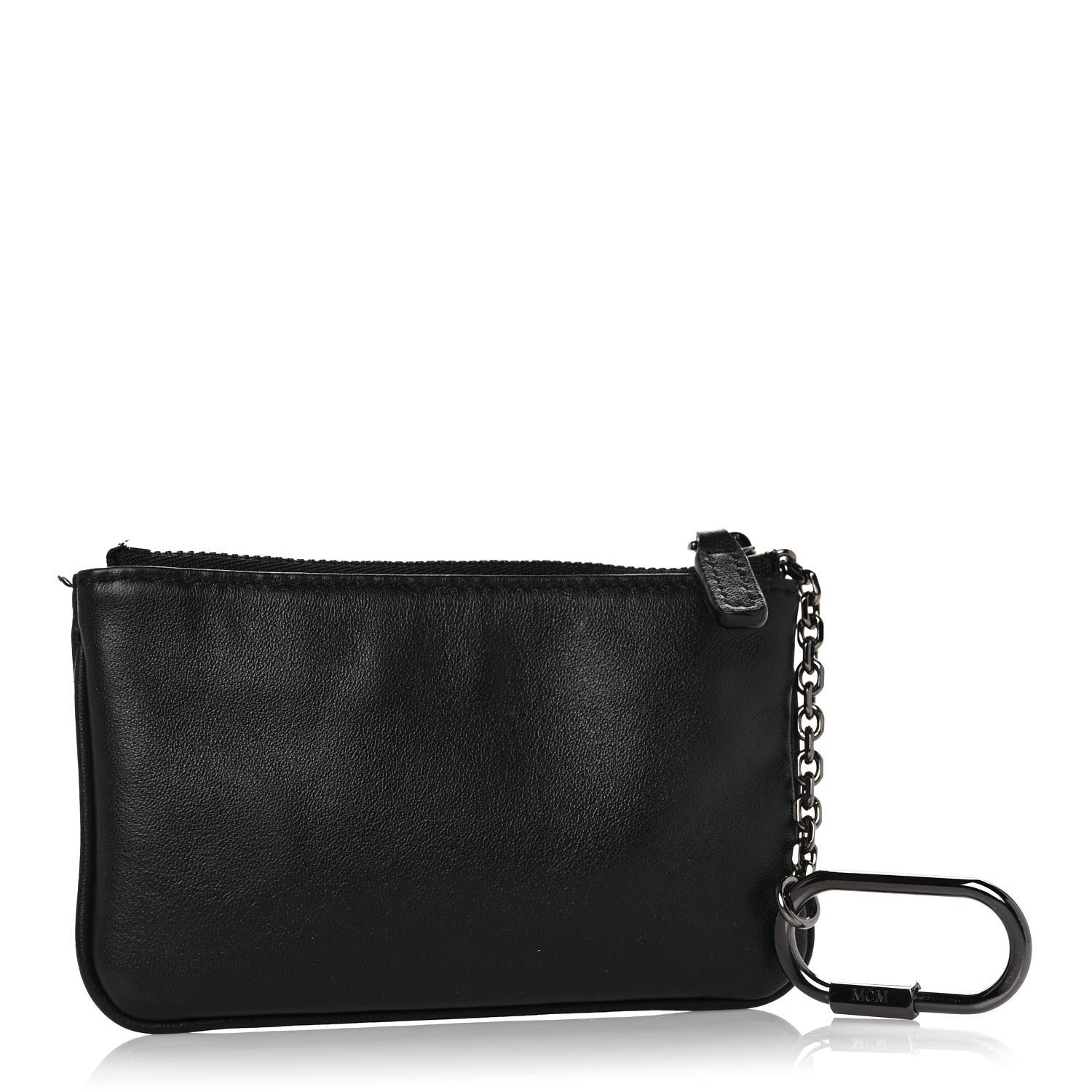 MCM Nappa Logo Embossed Mini Zip Pouch Black 3 of 12