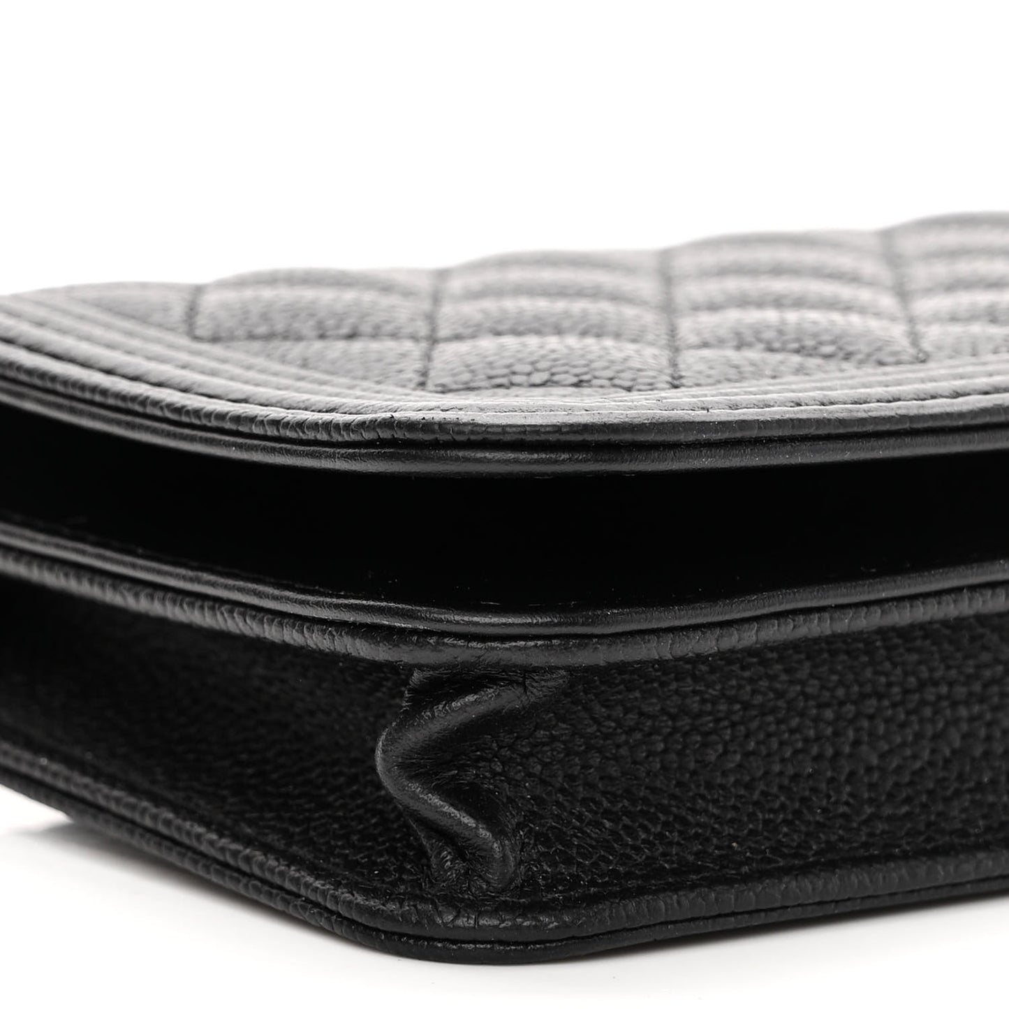 Caviar Quilted Boy Clutch With Chain Black