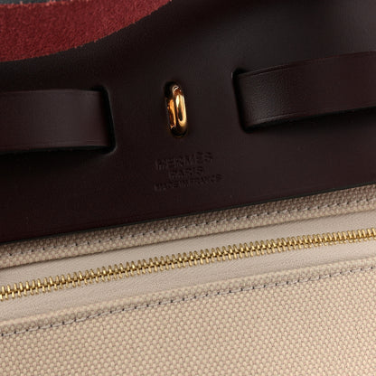 Hermes Military Toile Vache Hunter Herbag Zip Retourne 31 PM Beton Rouge Sellier 7 of 14
