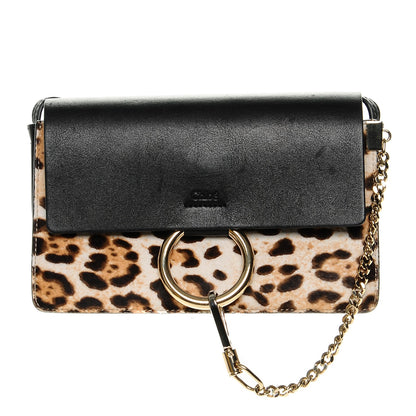 Chloe Calfskin Pony Hair Leopard Print Small Faye Shoulder Bag Abstract White 1 of 6