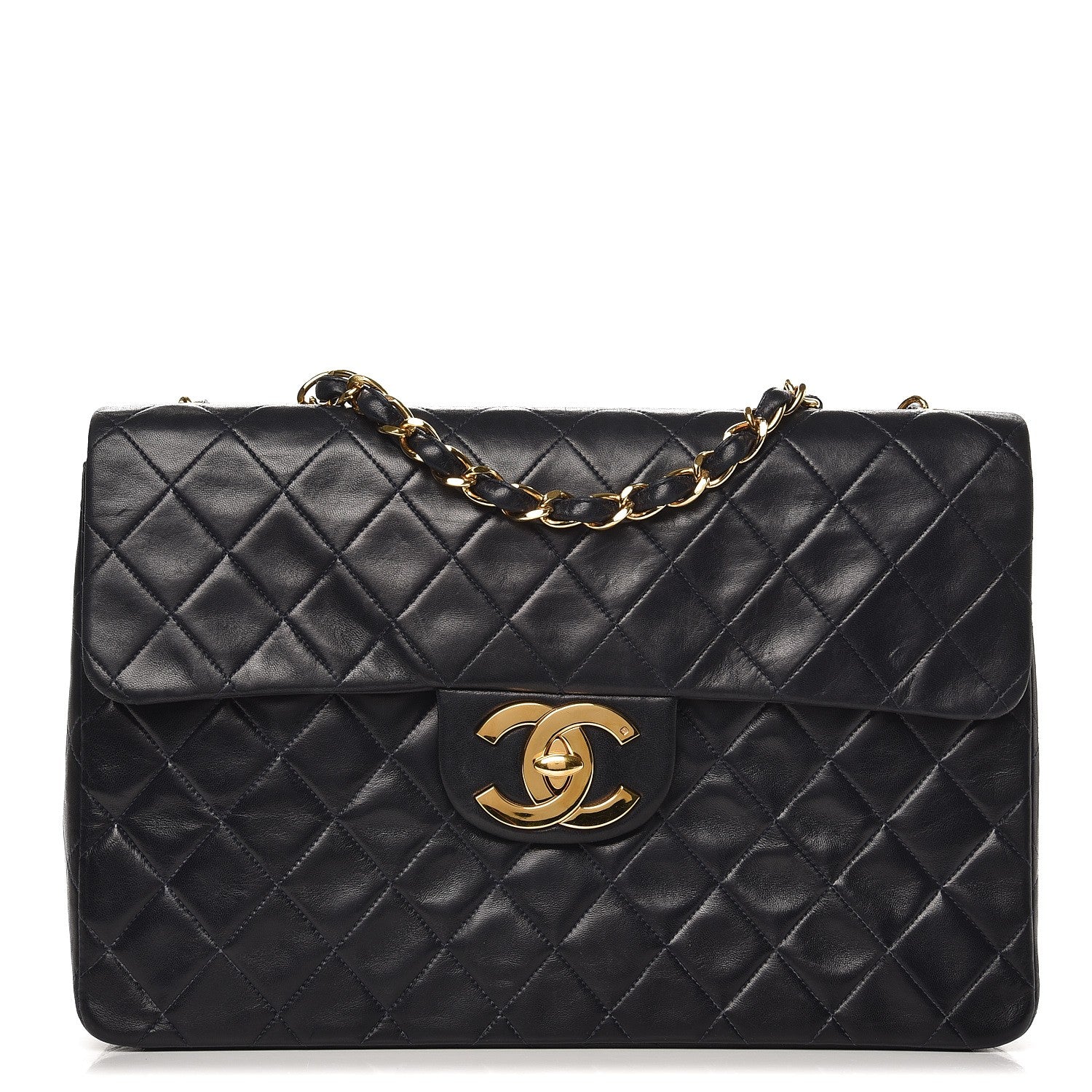 Chanel Lambskin Quilted XL Jumbo Single Flap Navy 1 of 9