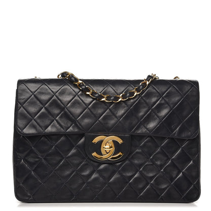 Chanel Lambskin Quilted XL Jumbo Single Flap Navy 1 of 9