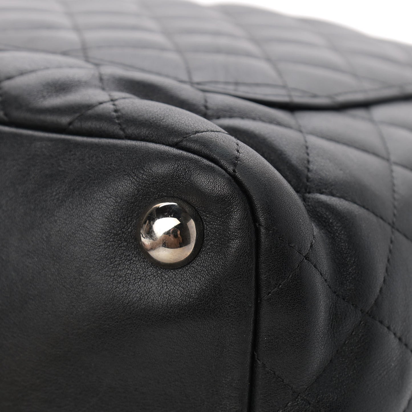 Calfskin Quilted Large Cambon Tote Black