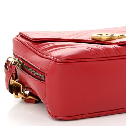 Gucci Calfskin Matelasse Sylvie Web Small GG Marmont Top Handle Shoulder Bag Hibiscus Red 9 of 10