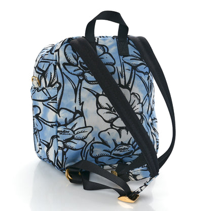 Fendi X JOSHUA VIDES Nylon Flower Clouds Print Pocket Backpack White Celeste Black 3 of 9