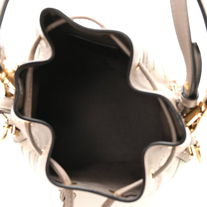 Fendi Canvas Vitello King FF Embroidered Mini Mon Tresor Bucket Bag Matcha Milk Dove 5 of 10