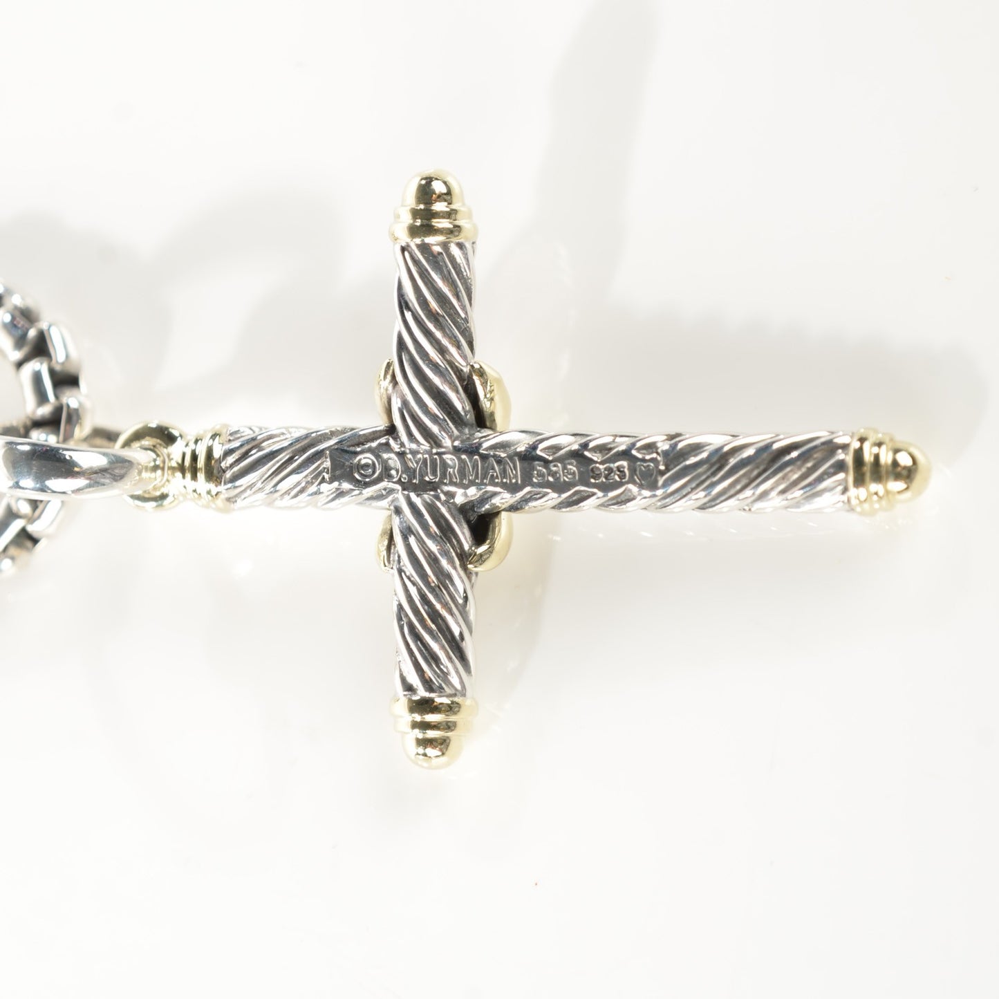 Sterling Silver 14K Yellow Gold 41mm X Cross Necklace