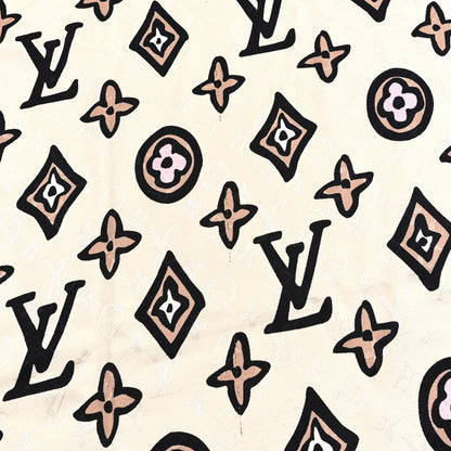 Louis Vuitton Silk Wool Wild At Heart Shawl Caramel Creme Black 4 of 4