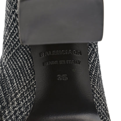 Balenciaga Wool Plaid Ankle Boots 35 Black White 6 of 9