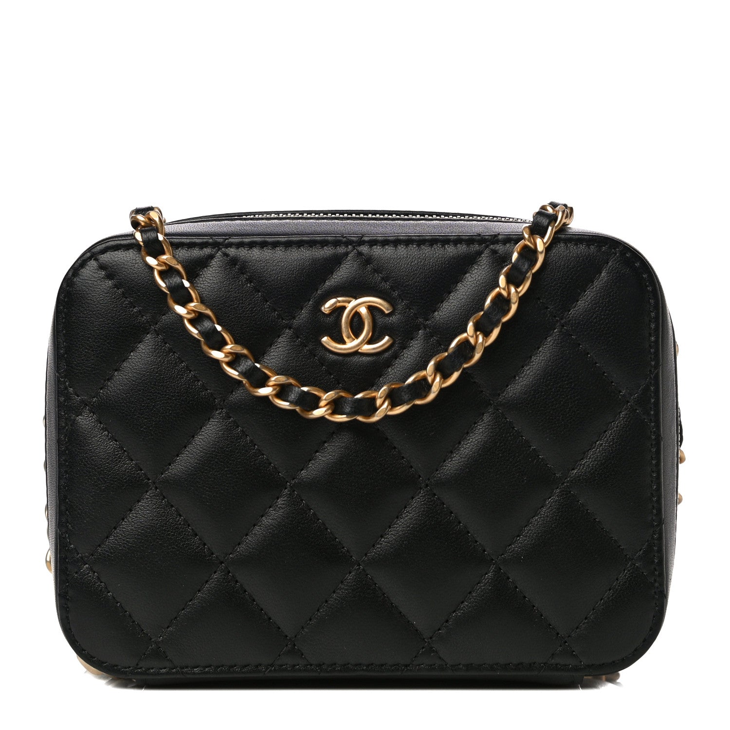 Chanel Lambskin Quilted CC Pearl Crush Camera Case Black 1 of 11