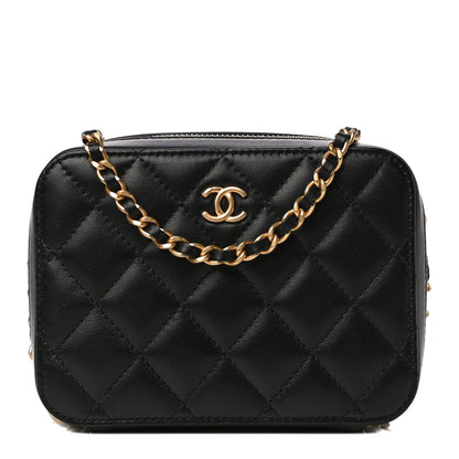 Chanel Lambskin Quilted CC Pearl Crush Camera Case Black 1 of 11