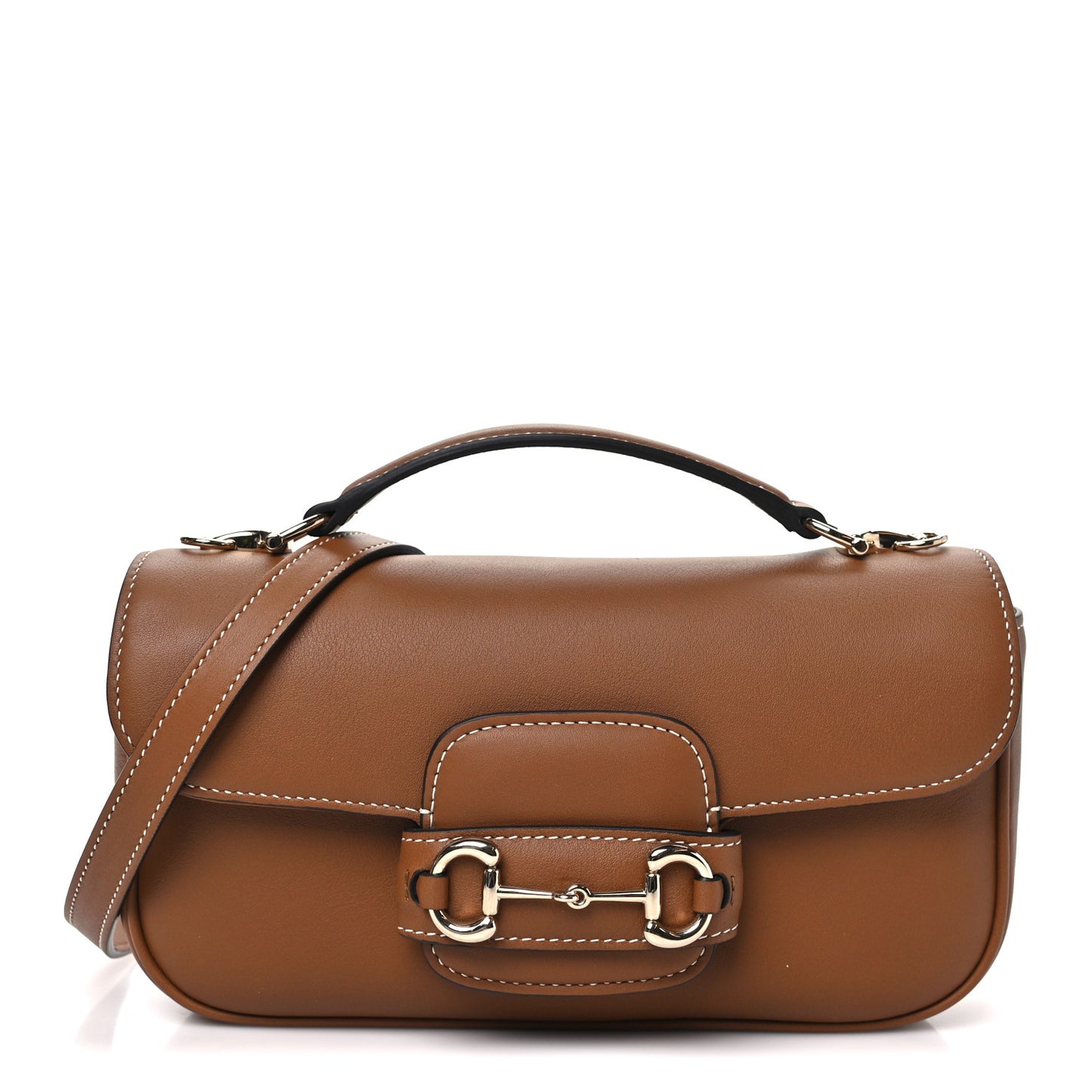 Calfskin Horsebit 1955 Small Soft Top Handle Shoulder Bag Brown