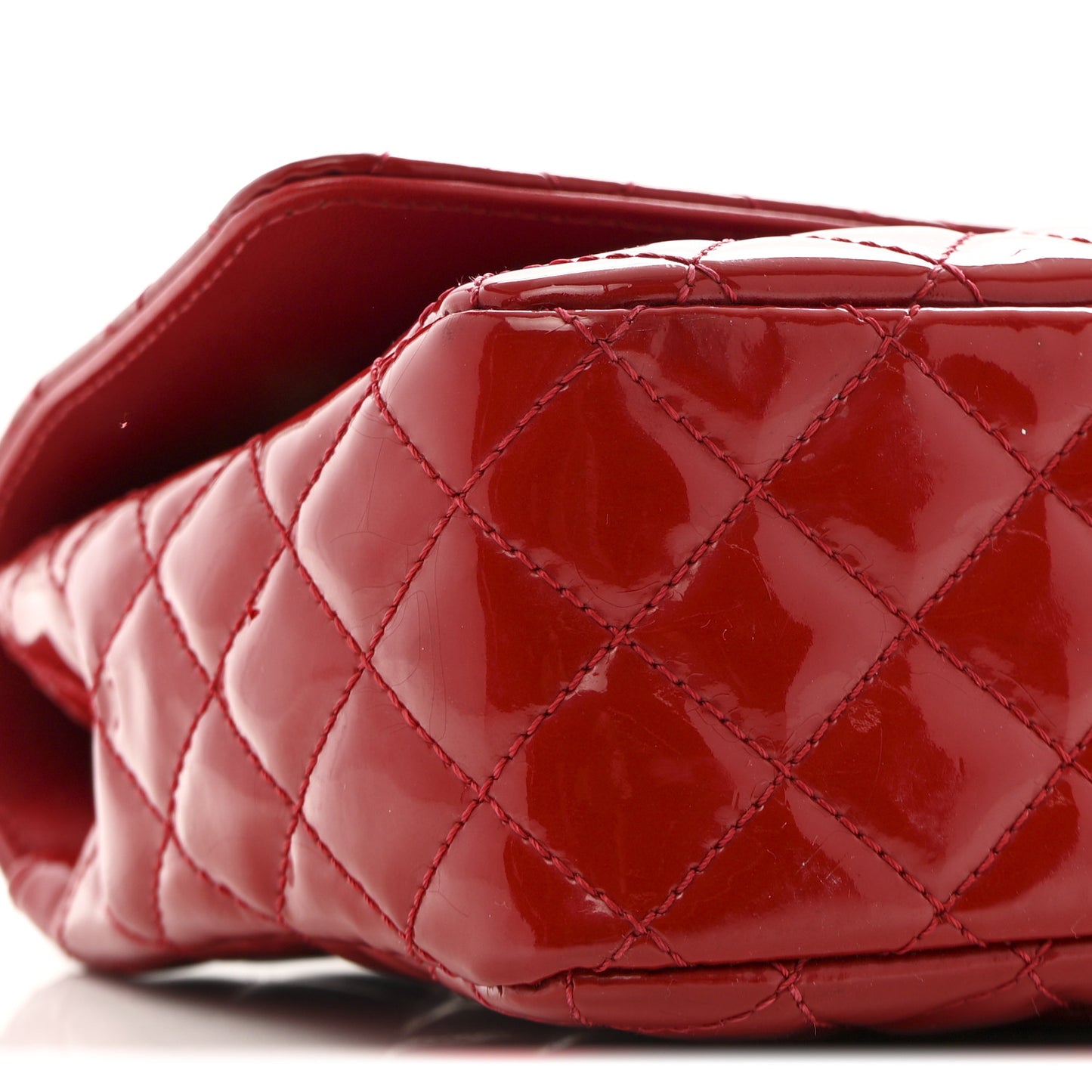 Patent Calfskin Quilted Valentine Charms Medium Single Flap Red