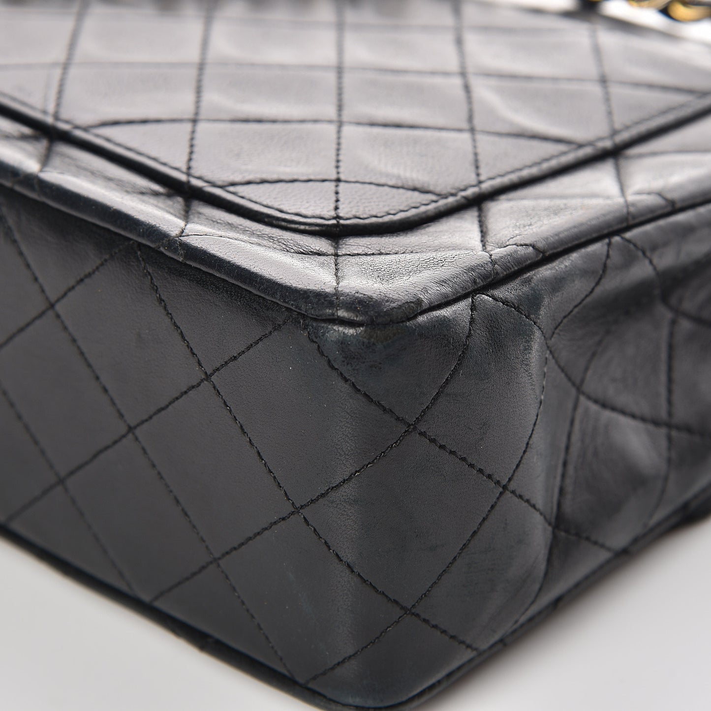 Lambskin Quilted Medium Double Flap Black