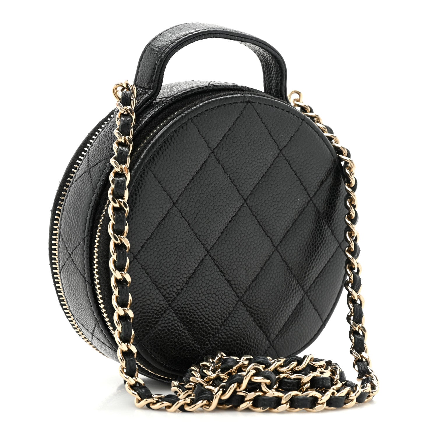 Chanel Caviar Quilted Round Handle With Care Vanity With Chain Black 3 of 10