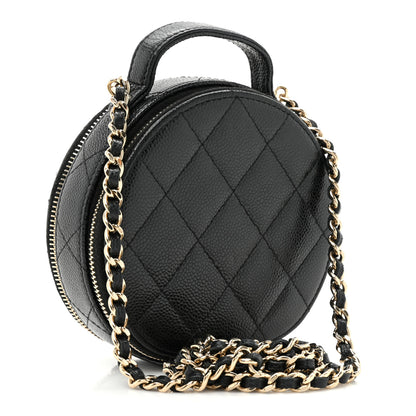Chanel Caviar Quilted Round Handle With Care Vanity With Chain Black 3 of 10