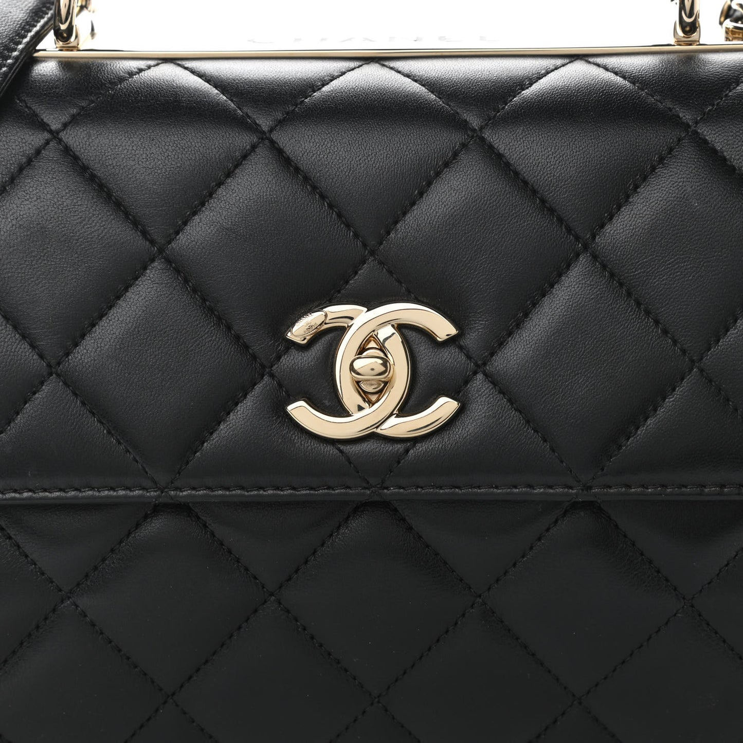 Lambskin Quilted Small Trendy CC Dual Handle Flap Bag Black