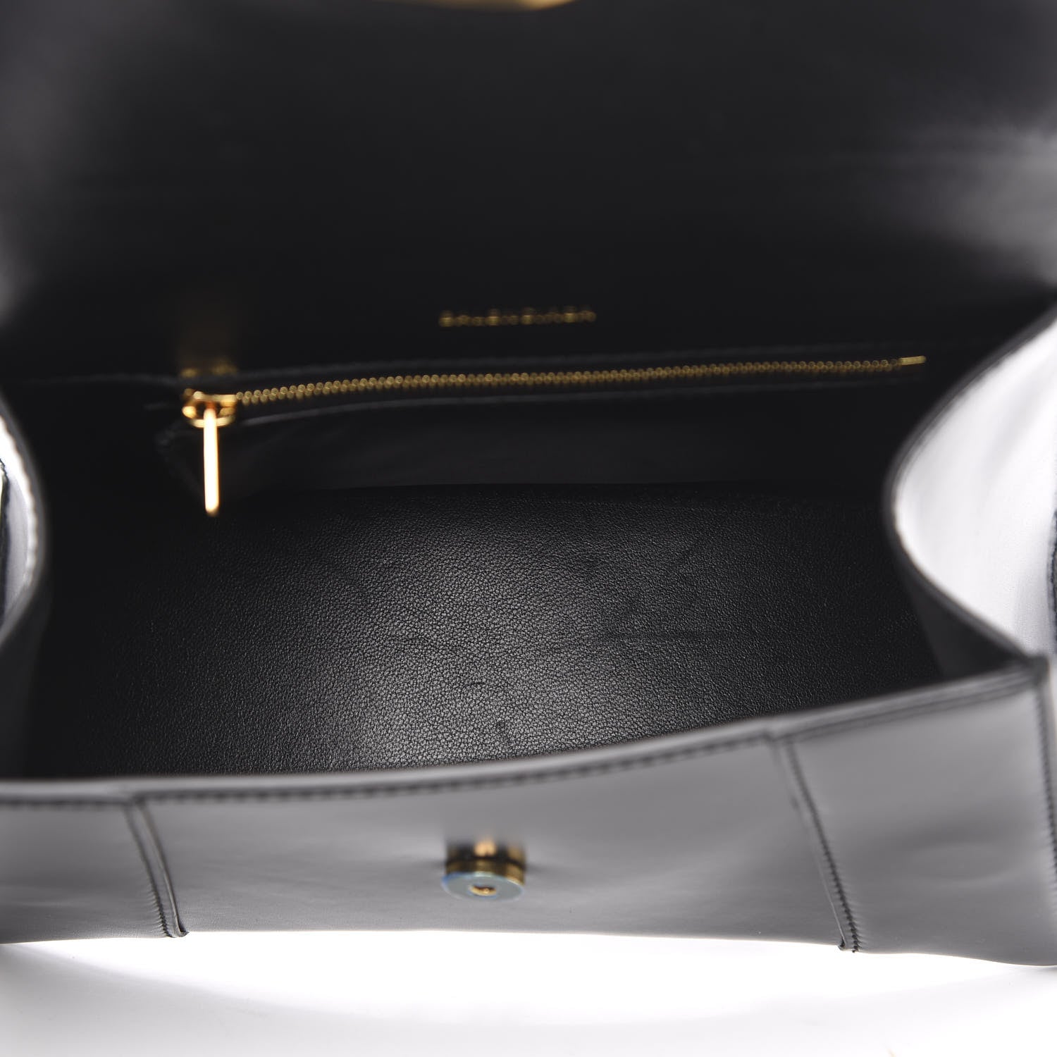 Balenciaga Shiny Box Calfskin Small Hourglass Top Handle Bag Black 5 of 12