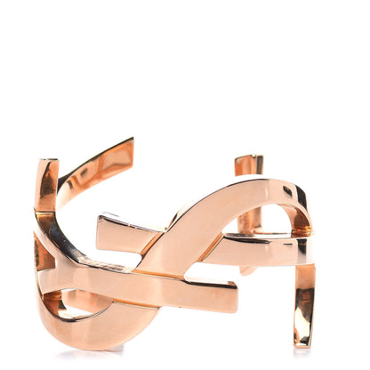 Saint Laurent Brass Monogram Medium Cuff Bracelet Gold 1 of 4