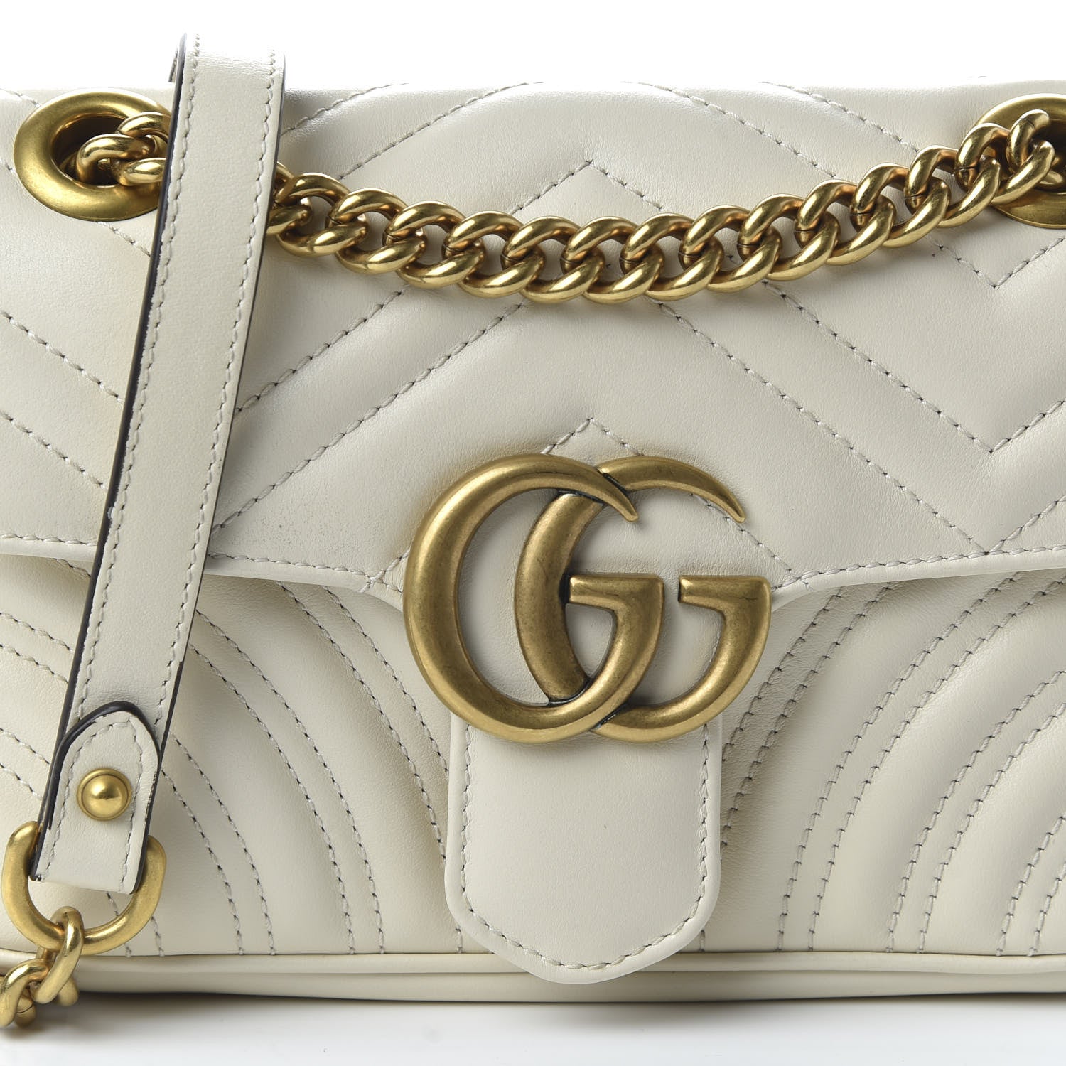 Gucci Calfskin Matelasse Mini GG Marmont Shoulder Bag White 10 of 10