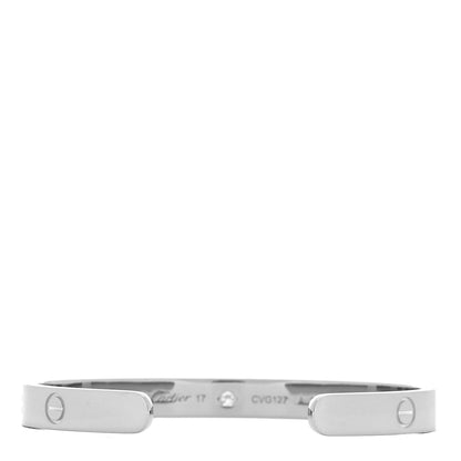 Cartier 18K White Gold 1 Diamond LOVE Cuff Bracelet 17 3 of 5