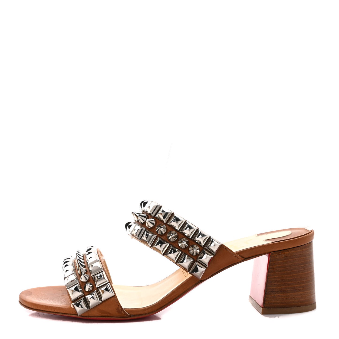 Calfskin Studded Tina Goes Mad 55 Slide Sandals 40 Cuoio