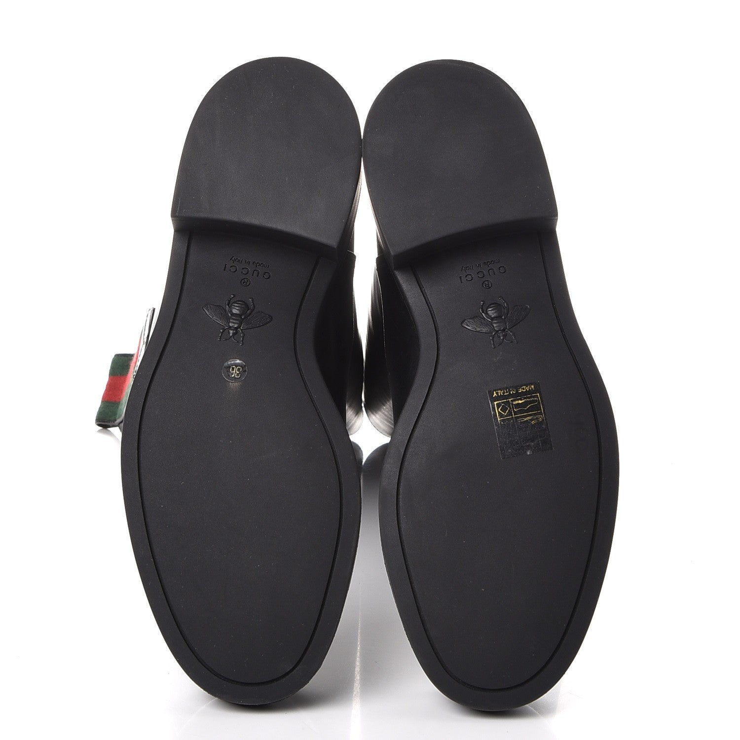 Gucci Calfskin Web Bee Riding Boot 36 Black 5 of 9
