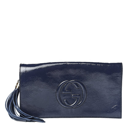 Gucci Soft Patent Medium Soho Clutch Uniform Blue 1 of 7