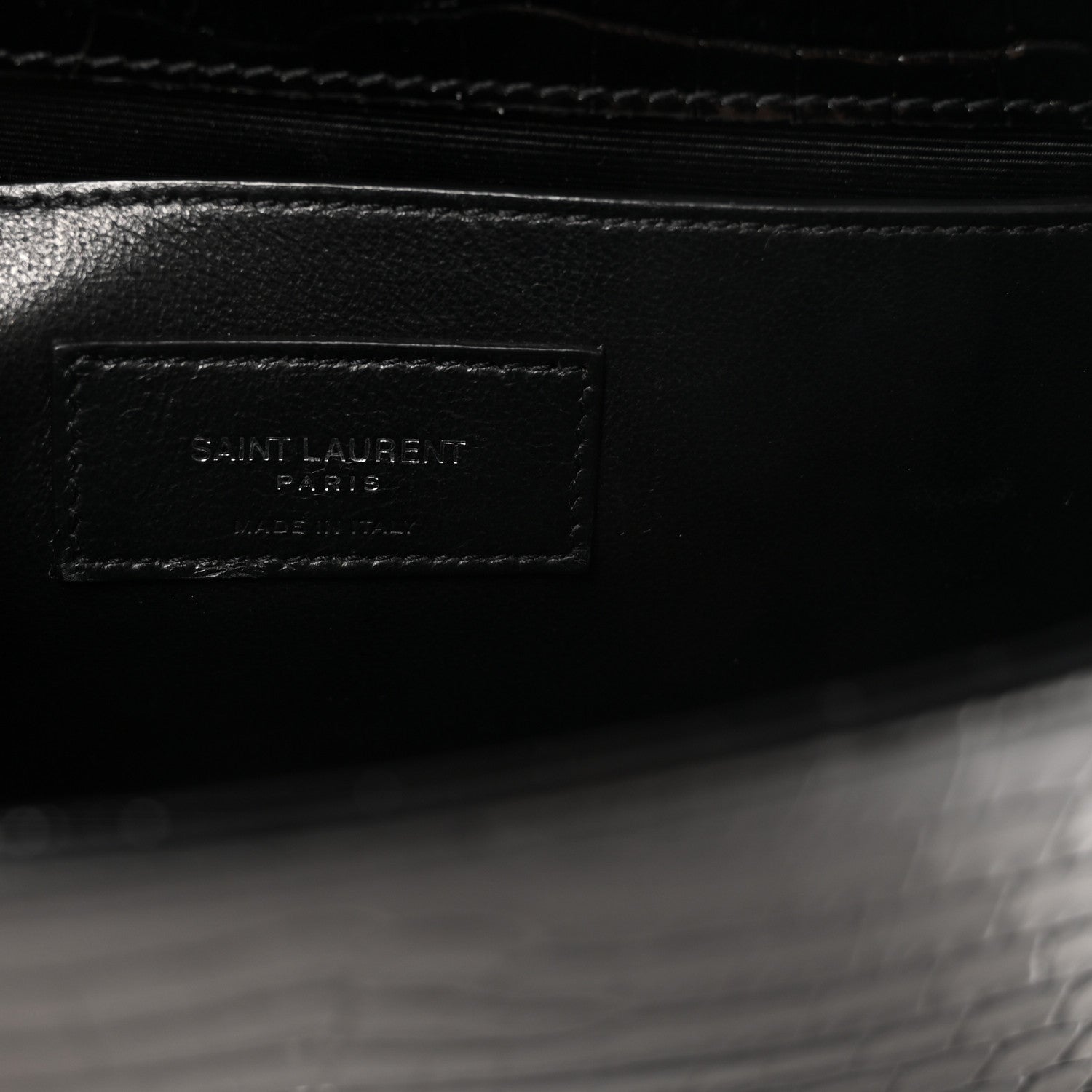 Saint Laurent Calfskin Crocodile Embossed Small Classic Monogram